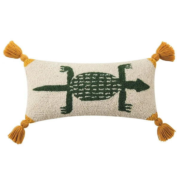 Peking Handicraft 30JBL40C16OB Archie with Tassels Hook Pillow, 100% Wool and Cotton