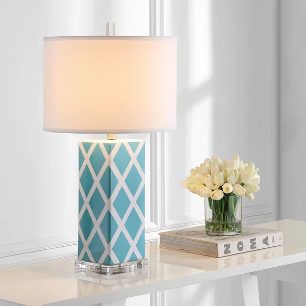 Safavieh Garden Lattice Table Lamp, Set of 2 - Light Blue