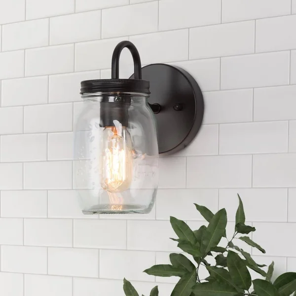 LNC 1-Light Wall Sconce Glass Wall Sconces Jar Wall Lamp Sconces Wall Lighting