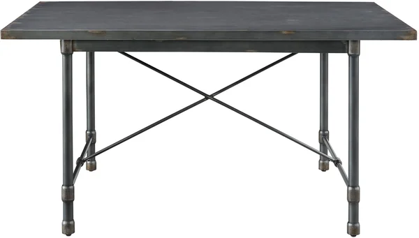 Delacora Hm-Ds-D066 60 inch Wide Metal Dining Table - Hand Distressed, Size: 60.0\, Gray