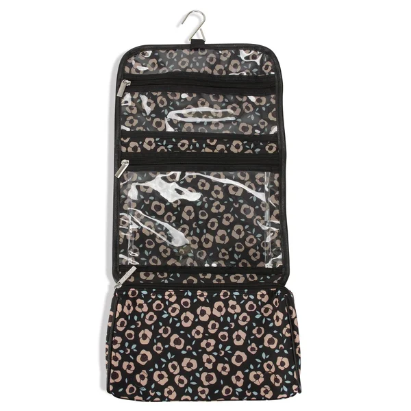 Hadaki Vegan Leather Toiletry Pod Roll Up Shadow Flowers