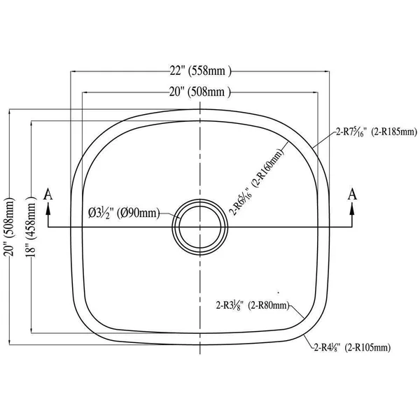 Dawn ASU105 Undermount Cresent Single Bowl Sink