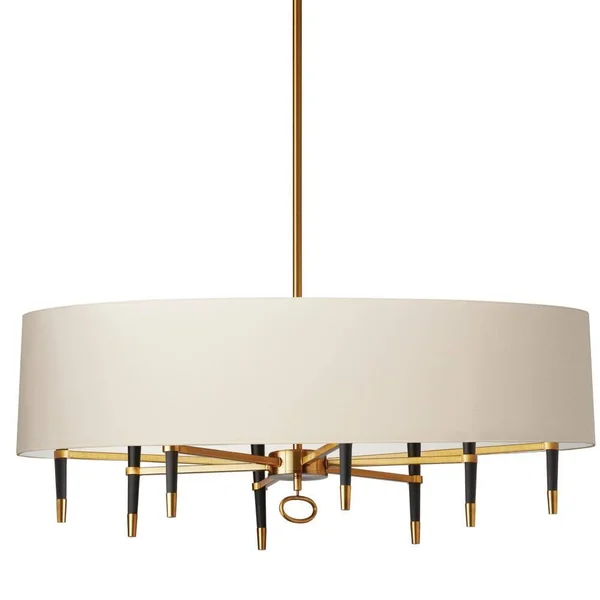 Dainolite LAN-408HC-VB-CRM 8LT Incandescent Chandelier - VB w/ Cream Shade, Brown