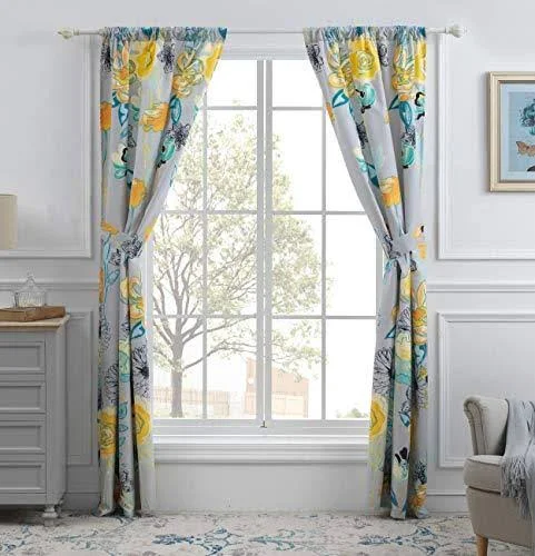 Greenland Home Watercolor Dream Curtain Panel Pair - 84-Inch L, Gray