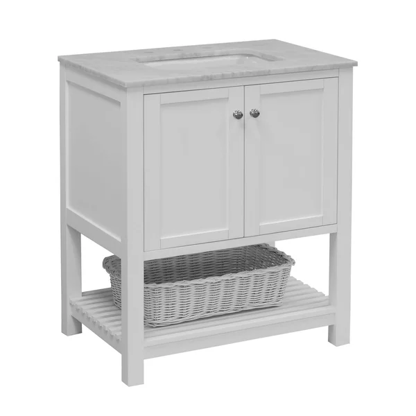 Lakeshore 30x22 Bathroom Vanity Cabinet with Carrara Stone Top in White