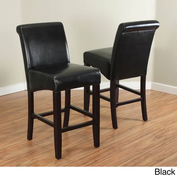 Milan Faux Leather Counter Stools (Set of 2) (Black), Monsoon