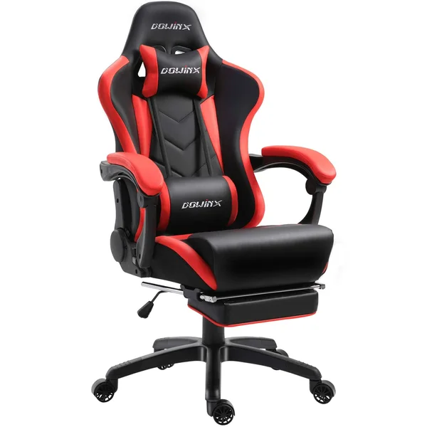 Dowinx Gaming Chair Ergonomic Racing Style Recliner with Massage Lumbar Support - Office Armchair for Computer PU Leather E-Sport