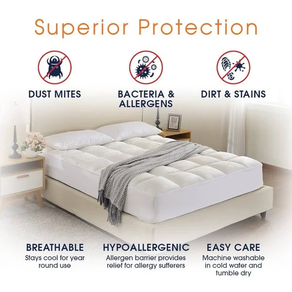 Cheer Collection Microplush Luxurious Alternative Down Mattress Pad - Topper and Protector (White - Twin)