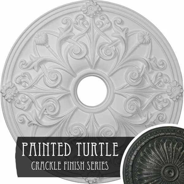 23 5/8x22OD x 3 7/8x22ID x 2 1/8x22P Jamie Ceiling Medallion (Fits Canopies Up to 3 7/8x22) - Hand-Painted Painted Turtle Crackle