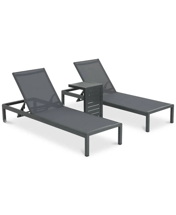Westlake Outdoor Chaise Lounge and C-Shaped Side Table - Grey