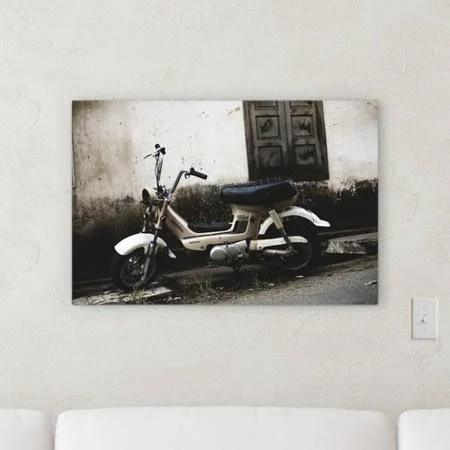 Williston Forge &Scooter& Photographic Print on Canvas, Size: 12x22 H x 36x22 W x 2x22 D, Gray