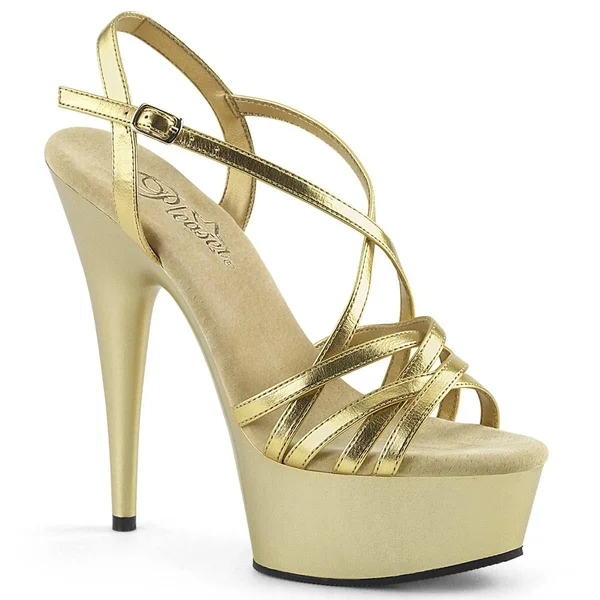 Pleaser DELIGHT-613 - 6x22 Criss-Cross Strap Sandal - Silver 13