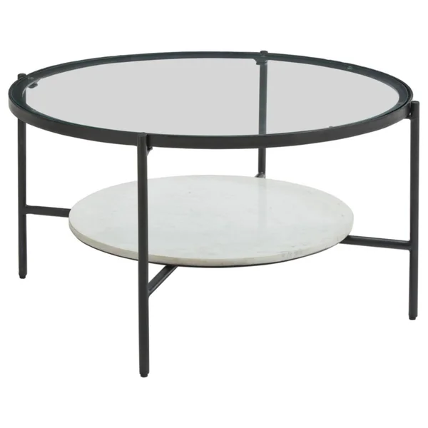 Signature Design by Ashley Zalany Black/White Round Cocktail Table
