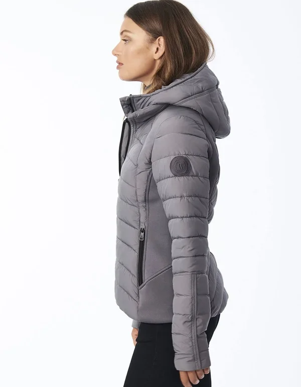 Women's Bernardo Hooded Quilted Water Repellent Jacket 5608821 - X-Large, Charcoal