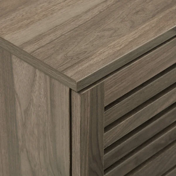 Visconti Boho Slat Pull Down Door Side Table Slate Gray - Saracina Home