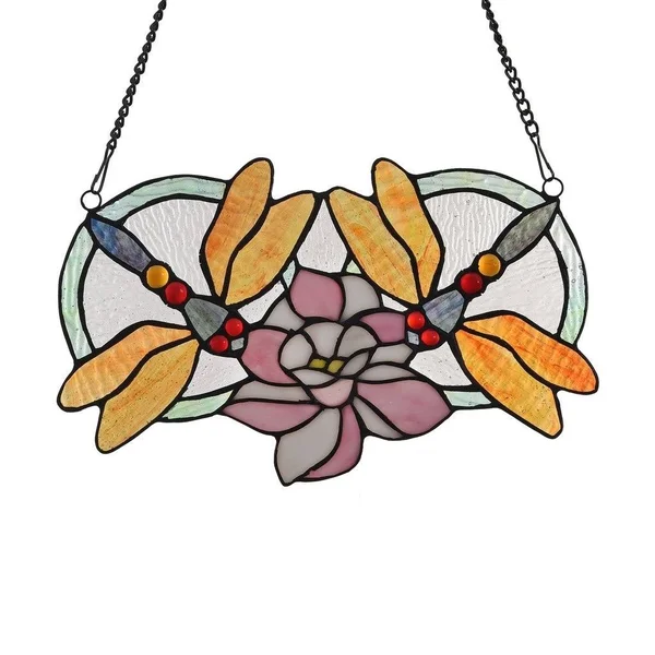 Chloe Tiffany Style Dragonfly Design Window Panel/Suncatcher - Multi