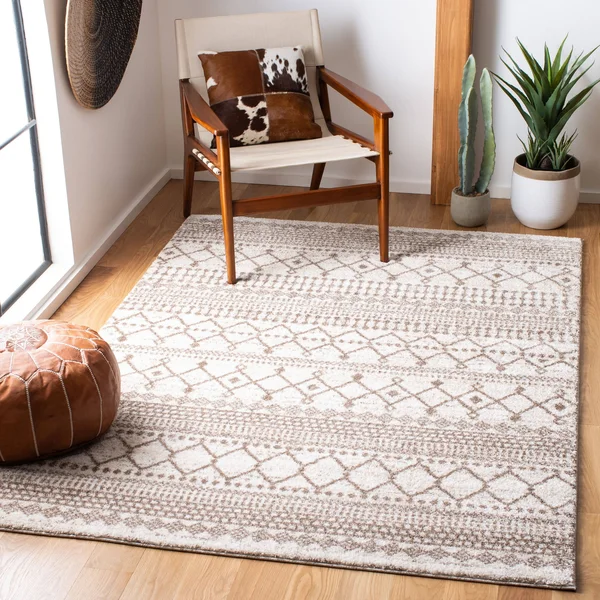 Safavieh Tunisia Rug Collection TUN742A - Ivory, Tan - 9& x 12&