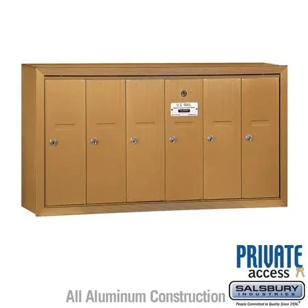 Salsbury Industries 3506ZSP Vertical Mailbox - Surface, 6 Doors, Bronze