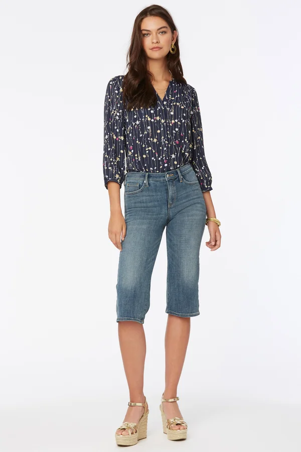 Nydj Wide Leg Pedal Pusher Jeans - Seline - Blue - 10