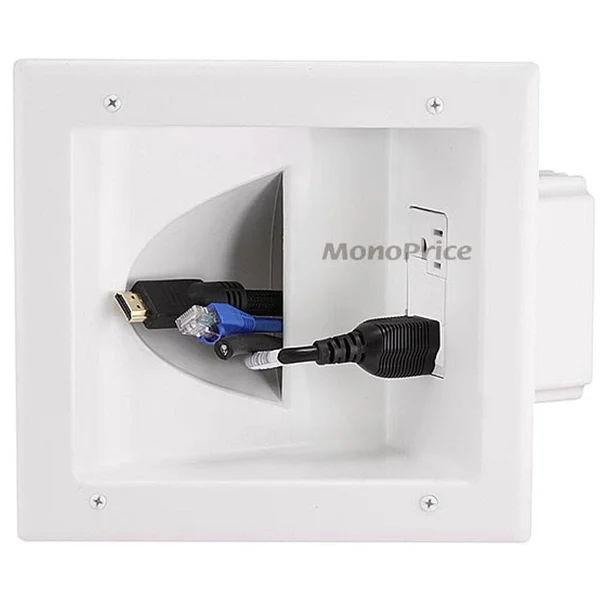 Monoprice 8476 Recessed Low Voltage Media Plate - White