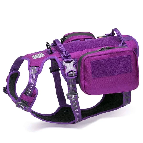 Chai&s Choice Rover Scout High-Performance Tactical Military Backpack Waterproof Dog Harness, Purple, Medium: 22 to 27-in Chest