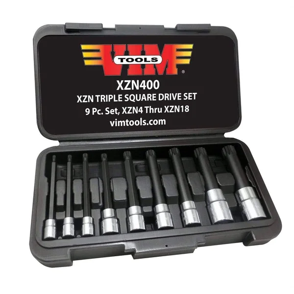 VIM Tools 9 Piece XZN Triple Square, Spline Drive Bit Set