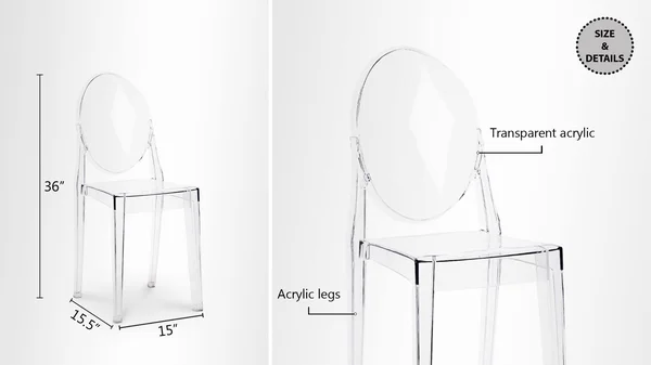Set of 4 - Victoria Ghost Side Chair, Clear