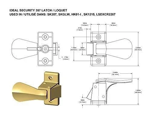Ideal Security 3 Piece Deluxe Storm and Screen Pull Handle and Keyed Deadbolt; Antique Brass