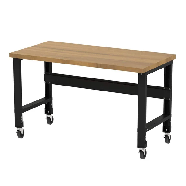 Borroughs Adjustable Height Hardwood Top Workbench with Caster Kit, 30 in x 60 in