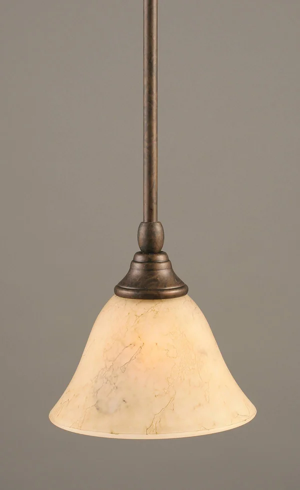 Toltec Lighting Stem Mini Pendant, Bronze, 7x22 Italian Marble Glass - 23-BRZ-508
