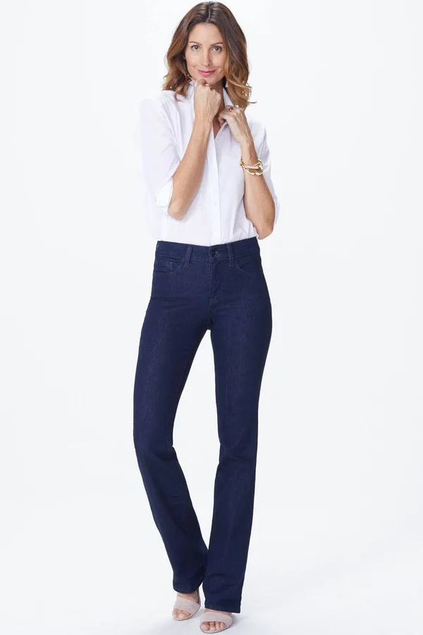 Nydj Barbara Bootcut Jeans in Petite - Rinse - Blue - 12p
