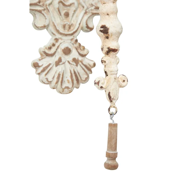 Monroe Lane 17 in x 24 in Large Vintage Distressed White Metal & Wood Wall Sconce with 2 Candle Lanterns - White