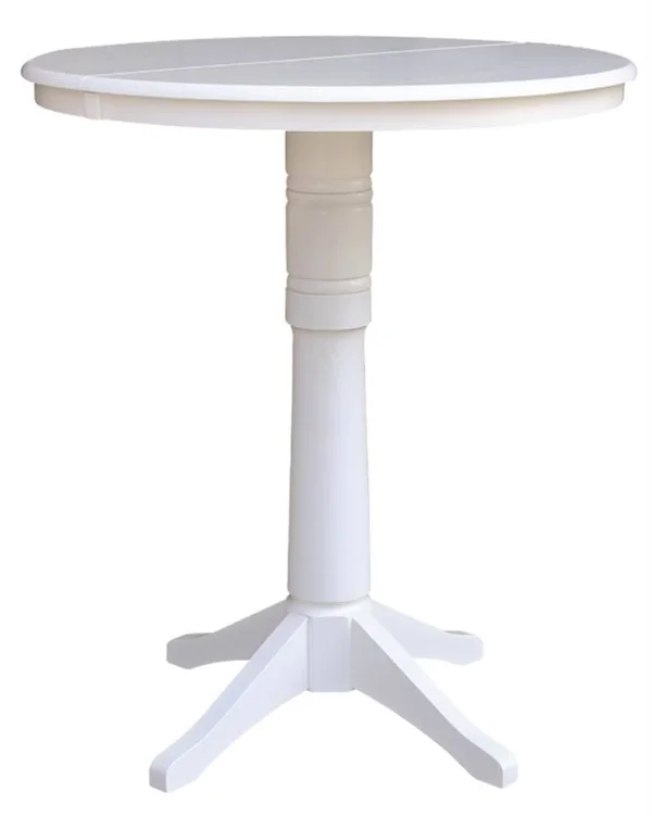 International Concepts 36x22 Round Top Pedestal Table with 12x22 Leaf - Dining Counter or Bar Height
