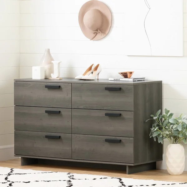 South Shore Cavalleri 6-Drawer Double Dresser - Gray Maple