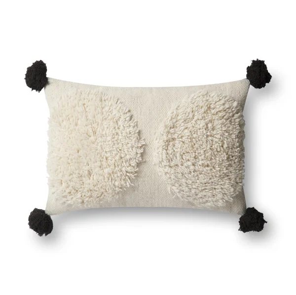 Loloi 22x22 x 22x22 Pillows Decorative Pillow Cover in Ivory - Black