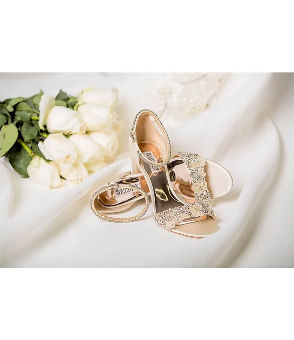 Badgley Mischka Finesse Satin Block Heel Dress Sandals - 9M