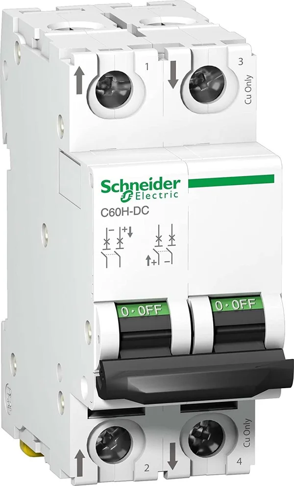 Schneider A9N61520 MCB Miniature Circuit Breaker C60H-DC 2p 0, 5A, White