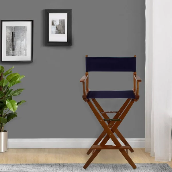 Yu Shan Co. Extra-Wide Premium 30x22 American Oak Directors Chair - Natural/Mission Oak Frame