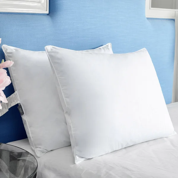 2 Pack Feather Down Pillows Cotton Cover Medium Firm - White - King