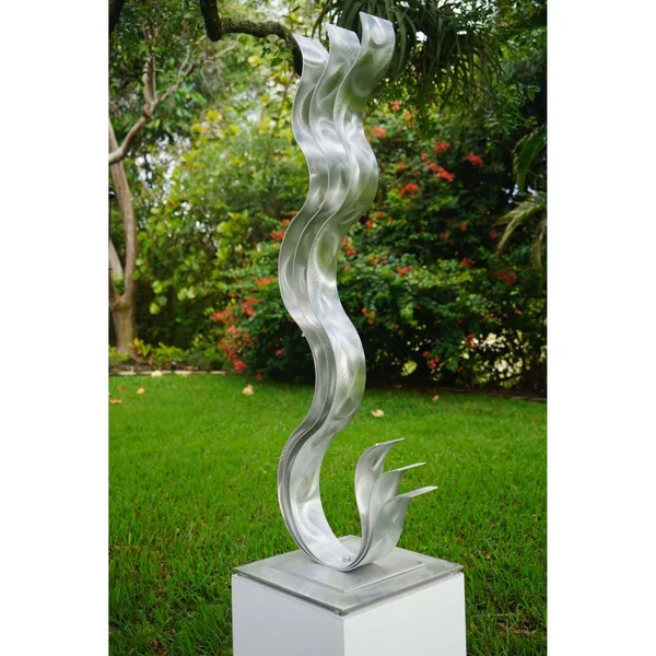 Statements2000 Abstract Metal Art Sculpture Centerpiece Decor by Jon Allen - Transitions Flat Base - Aqua