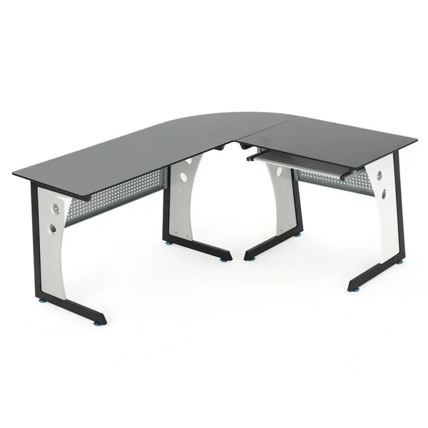 Oria L-Shaped Desk with Tempered Glass - Black/Grey - Christopher Knight Home