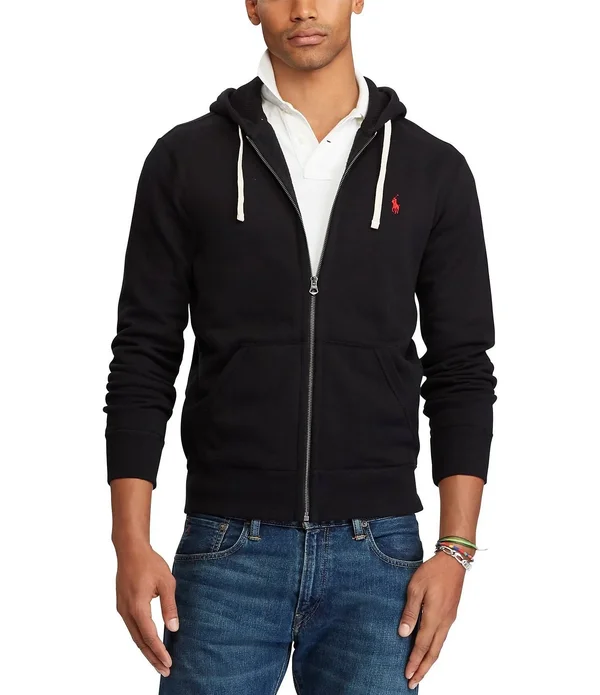 Polo Ralph Lauren Men's Big and Tall Classic Fleece Full Zip Hoodie - Black XLT