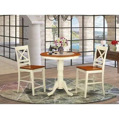 Florentine Counter Height Rubberwood Solid Wood Dining Set Breakwater Bay Color: Buttermilk/Cherry - Pieces Included: 3 Pieces: 1