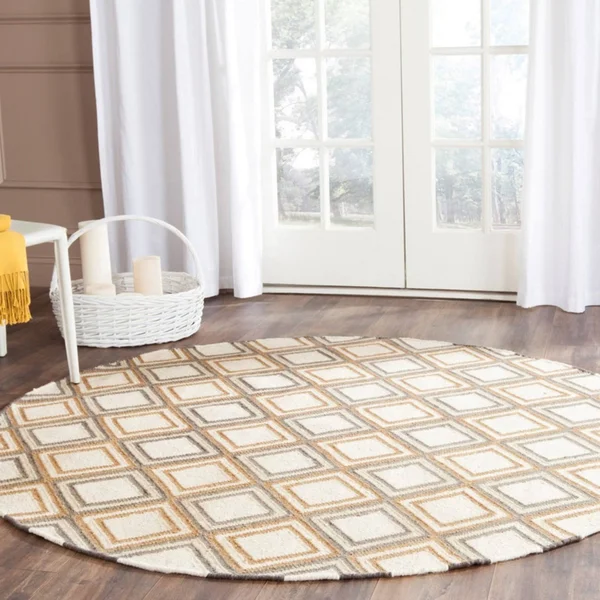 Safavieh Dhurries Ivory, Blue Area Rug; 5' x 8'