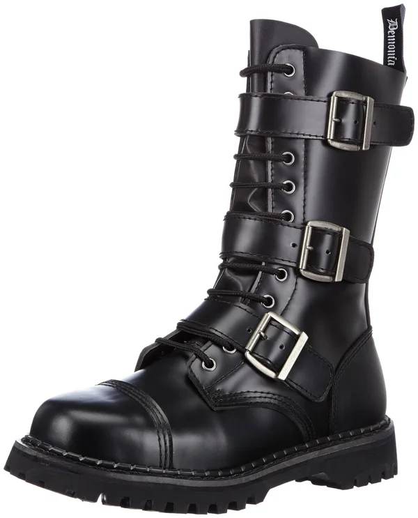 Demonia Riot-12 - Black Leather