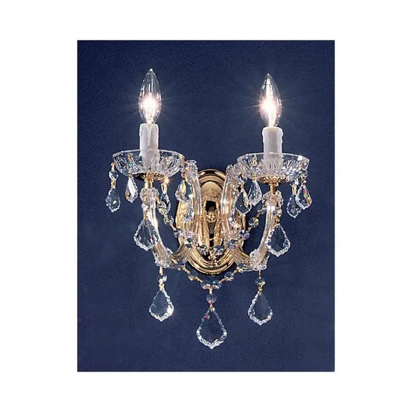 Classic Lighting 8342-GP-SC Gold Plated Spectra Crystal Rialto Traditional 2 Light Wall Sconce