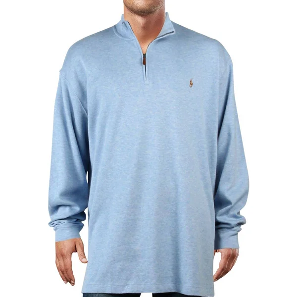 Polo Ralph Lauren Men's Big & Tall Estate-Rib Quarter-Zip Pullover - Jamaica Heather