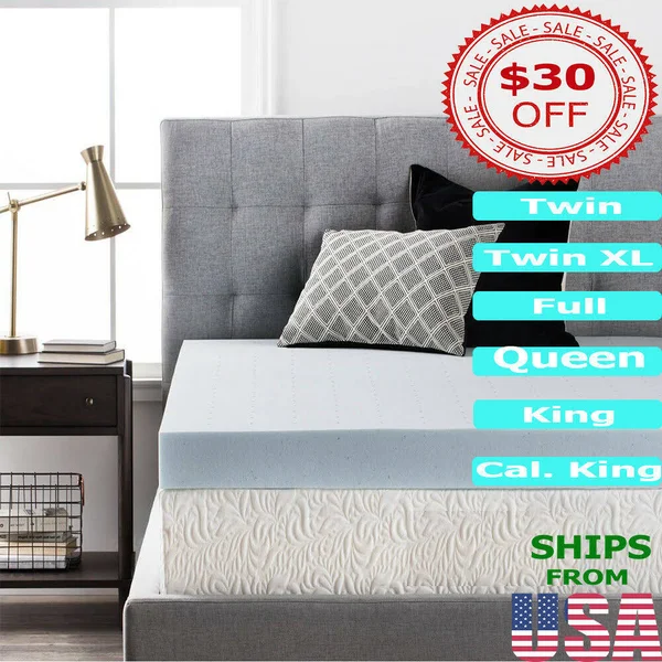 4x22 Memory Foam Mattress Topper Lucid Color: Light Blue, Size: Twin