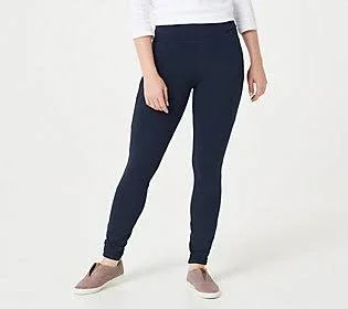 Susan Graver Weekend Regular Premium Stretch Ankle Leggings, Size XX-Small, Navy