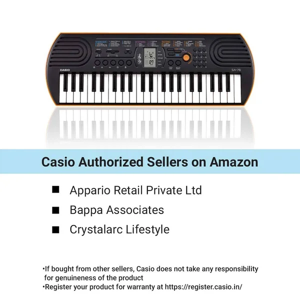 Casio SA-76 44-Key Electronic Mini Keyboard-Black & Orange